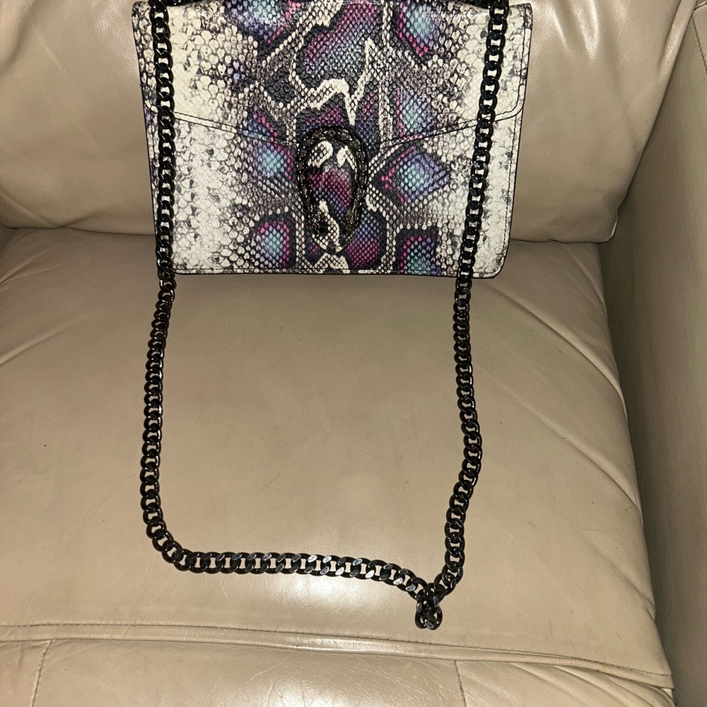 Persaman New York Purple Snake Print Crossbody Bag New